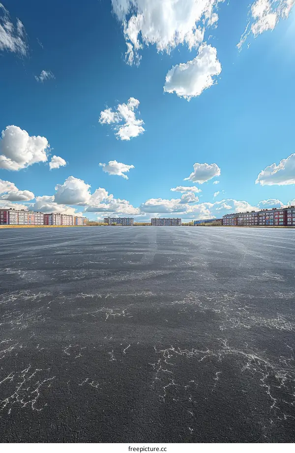 Empty Parking Lot with Blue Sky