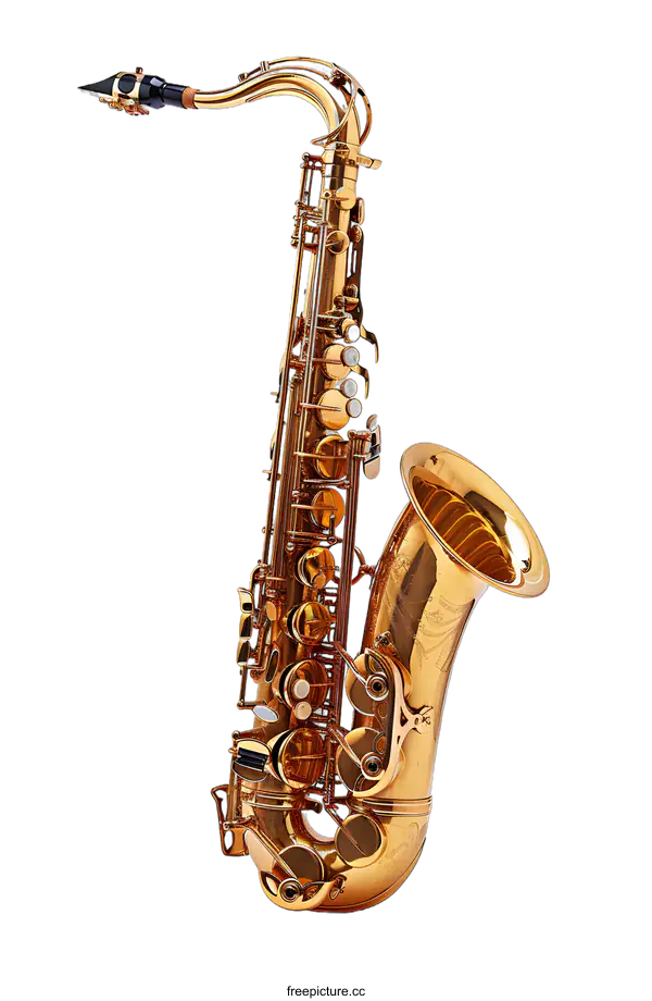 [Transparent Background PNG]Golden saxophone on white background