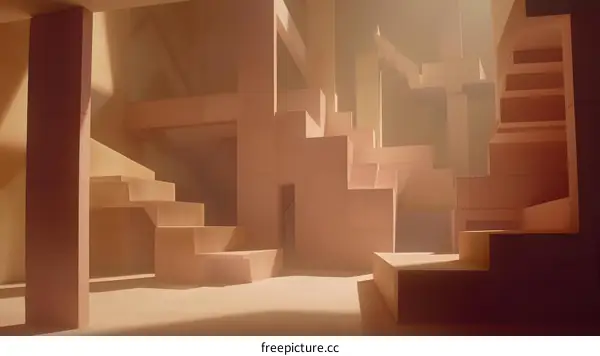 Abstract Architectural Staircase Interior Design With Soft Light