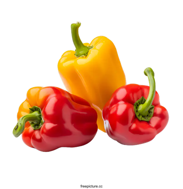 [Transparent Background PNG]Three Bell Peppers Isolated on transparent background