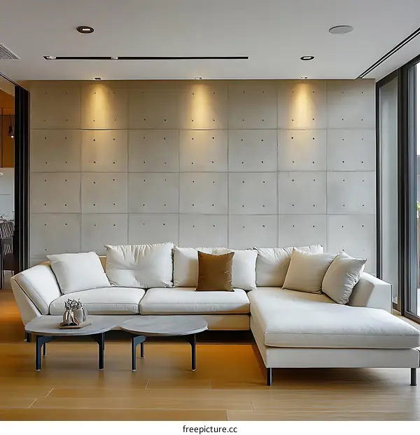 Modern Living Room with Concrete Wall