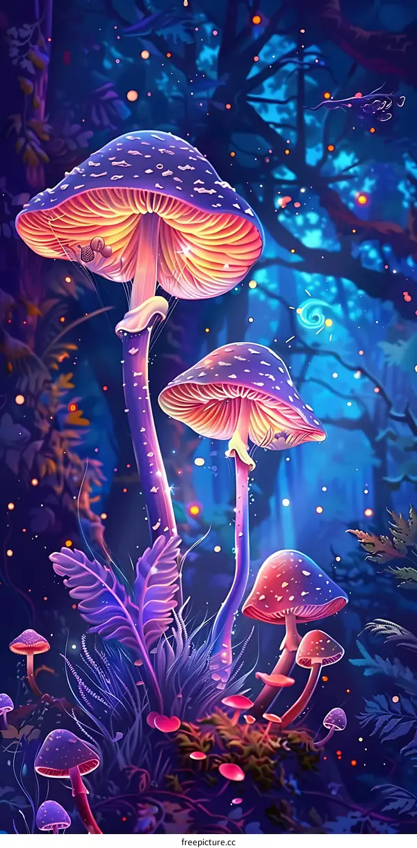 Magical Forest with Glowing Mushrooms