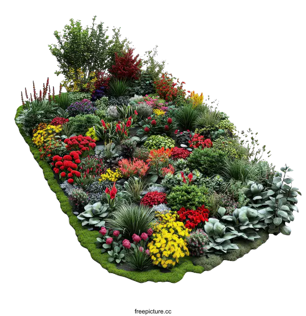 [Transparent Background PNG]Colorful Flowerbed Design Illustration