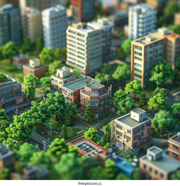 Pixelated Cityscape Illustration