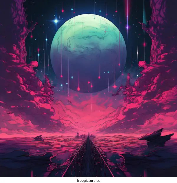 A Planet with a Railroad Track to a City