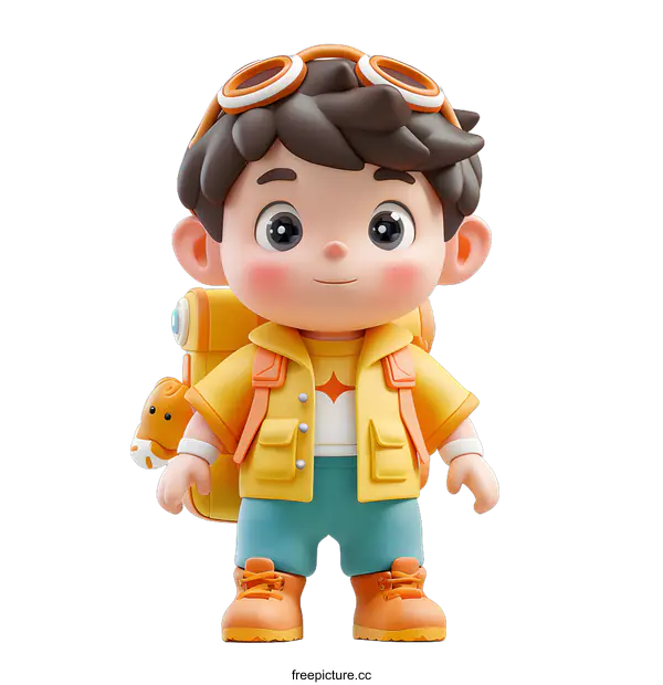 [Transparent Background PNG]Cartoon Boy Ready for Adventure