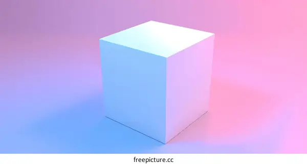 White Cube on a Pink and Blue Gradient Background