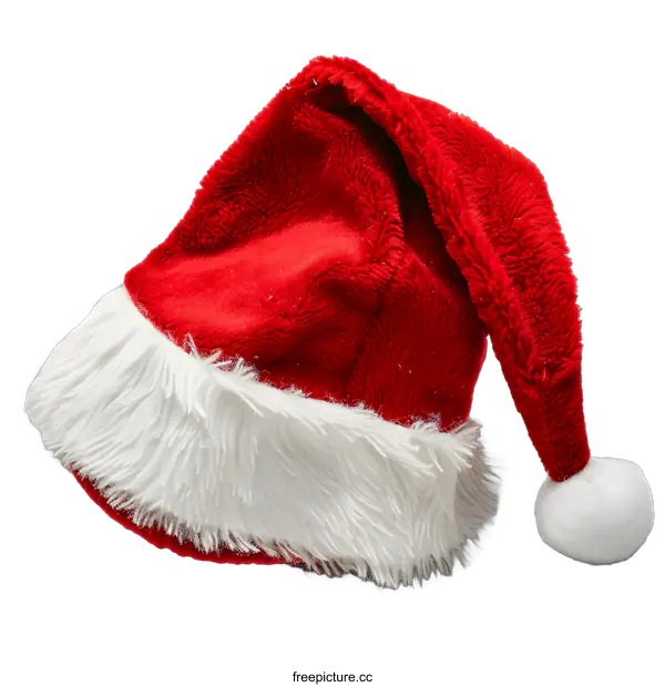 [Transparent Background PNG]Red Santa Hat with White Fur Trim Christmas Decoration