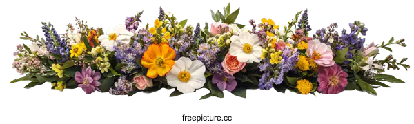 [Transparent Background PNG]Colorful Flower Arrangement Isolated on White Background