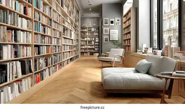 Modern Library Interior Design Illustration