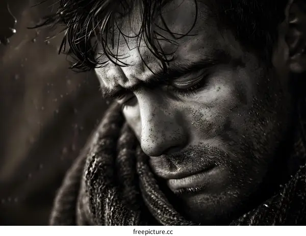 Portrait of a young man with a scarf around his neck