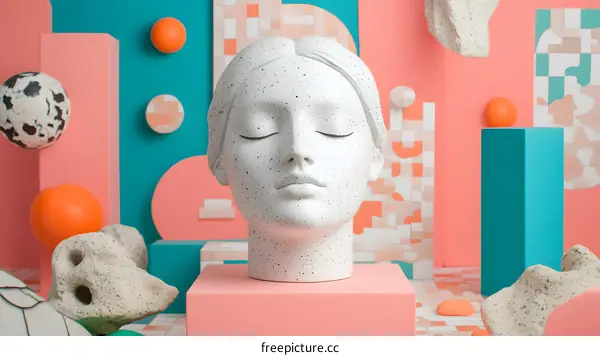 Abstract Still Life with Female Bust and Geometric Shapes