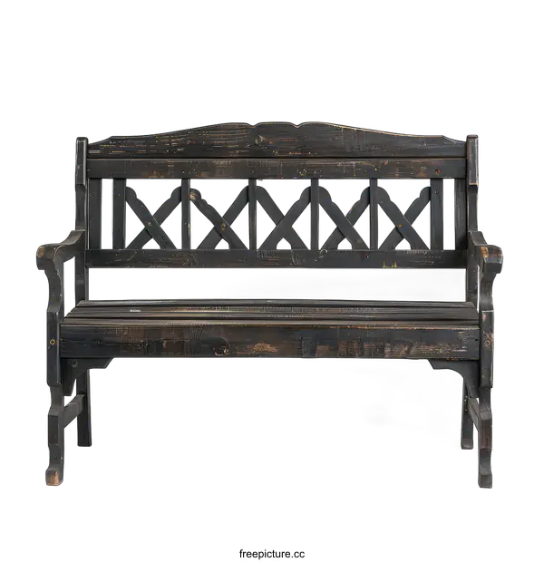 [Transparent Background PNG]Old wooden bench isolated on transparent background