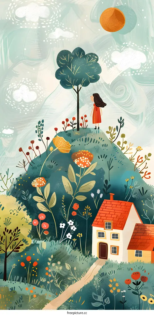 girl standing on a hill looking at the sun