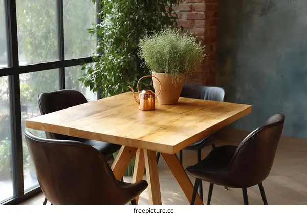 Modern Dining Room with Wooden Table and Chairs