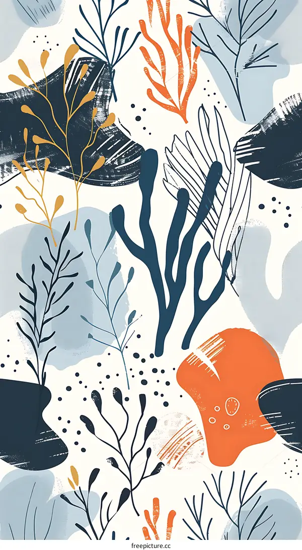 Abstract Sea Life Pattern Illustration