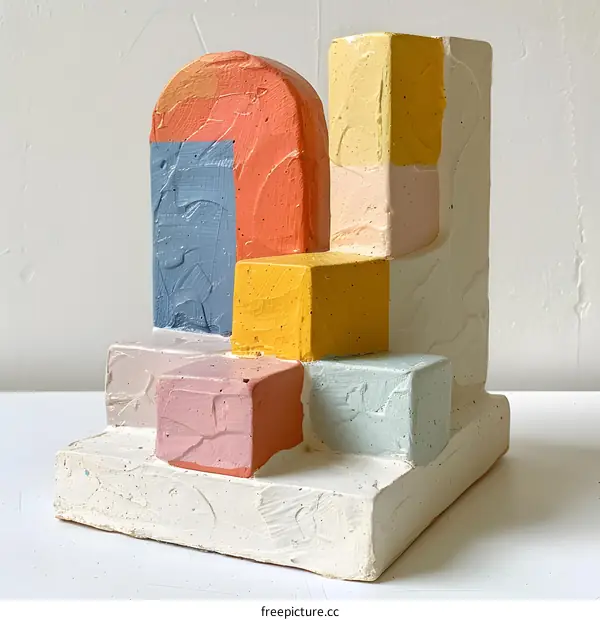 Abstract Colorful Concrete Sculpture