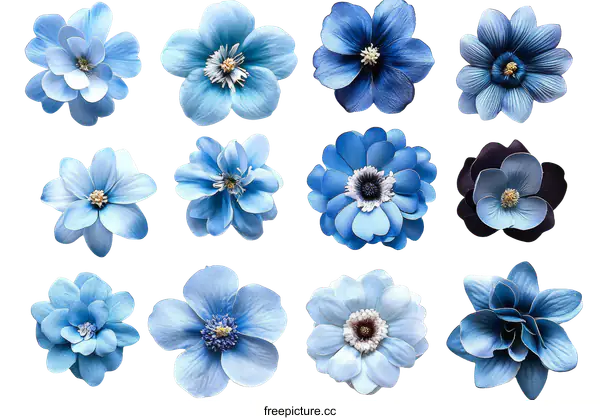 [Transparent Background PNG]Beautiful Collection of Blue Flowers