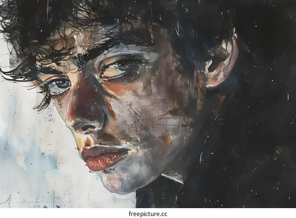 Portrait of a young man with black hair and blue eyes