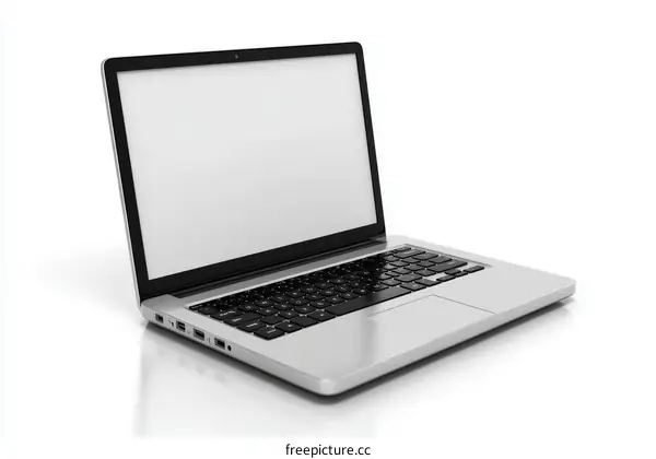 Modern Silver Laptop Computer Illustration