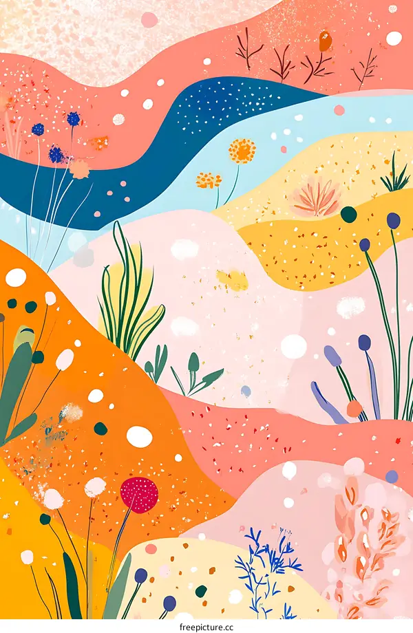 Abstract Floral Illustration With Colorful Shapes