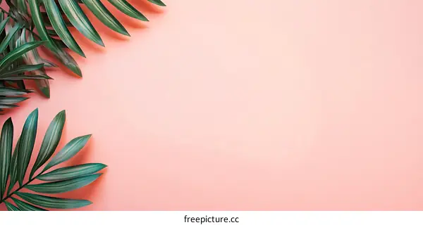 Tropical Leaves on Pink Background