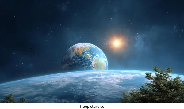 Earth in Space Artistic Illustration