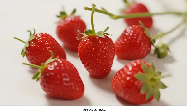 Fresh Ripe Red Strawberries on White Background