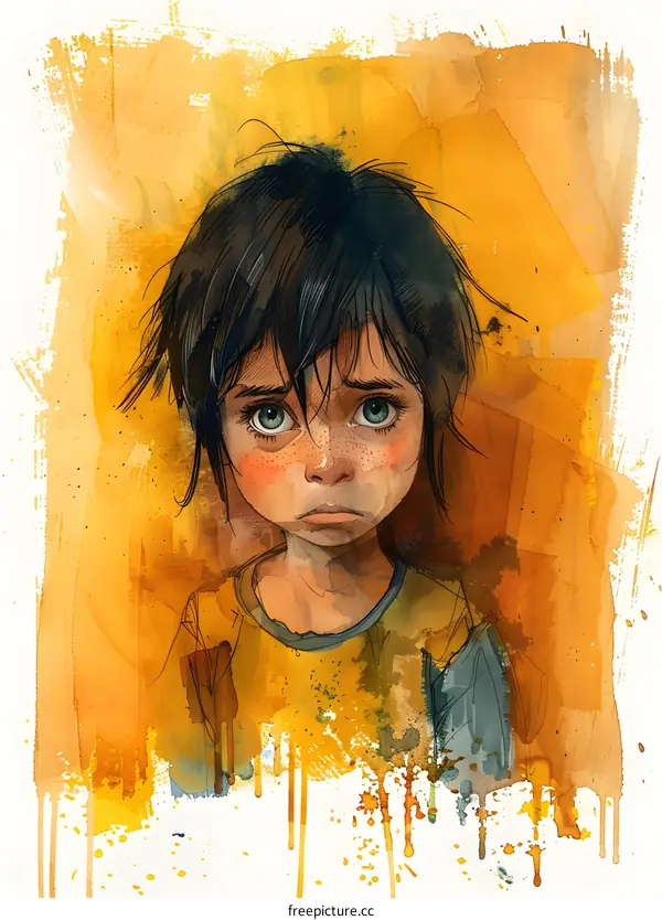 sad lonely boy portrait