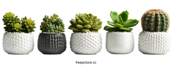 [Transparent Background PNG]Succulents and Cactus in Decorative Pots