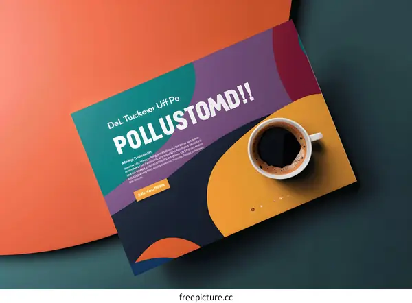 Colorful Abstract Background with Cup of Coffee