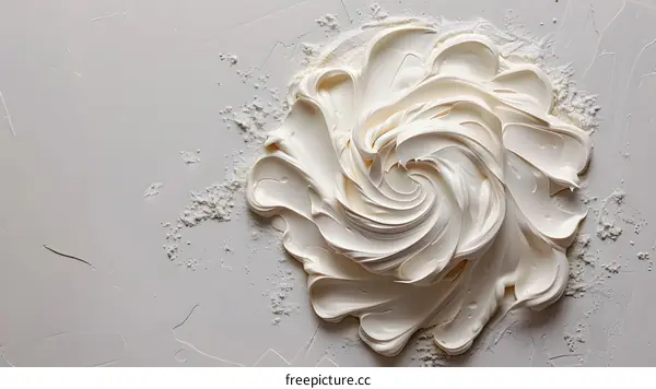 Abstract Whipped Cream Swirl On White Background