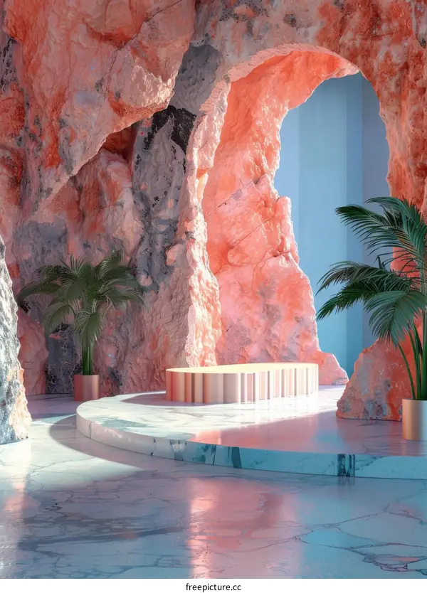 Abstract Pink Cave Interior Design