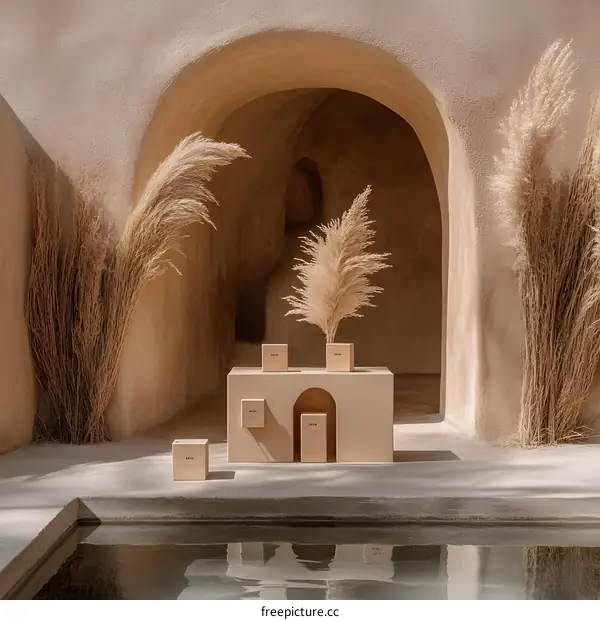 Minimalist Architecture Design With Pampas Grass