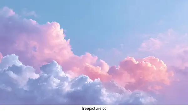 Pastel Sky with Fluffy Clouds