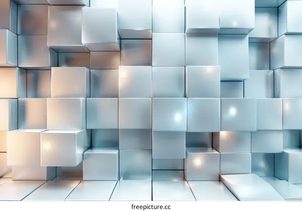 3D Illustration of Futuristic White Cubes
