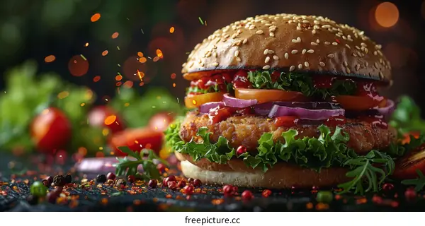 A delicious and juicy burger with all the fixings