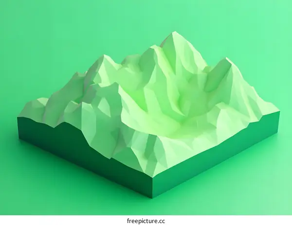Green Polygonal Mountain Landscape Illustration