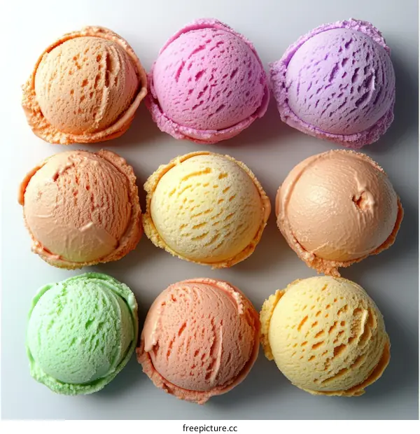 Assorted Colorful Ice Cream Scoops