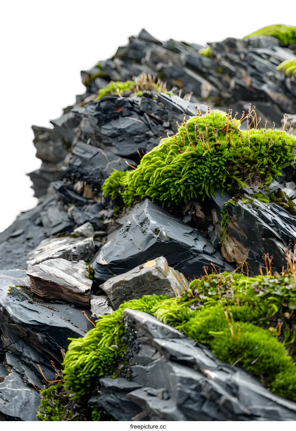 [Transparent Background PNG]Close Up of Green Moss Growing On Rocks