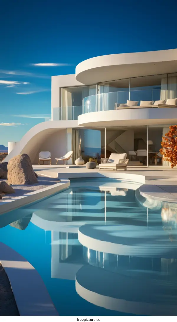 Modern luxury villa with pool and mountain views