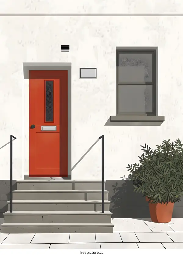 Red Door and Steps of a White House