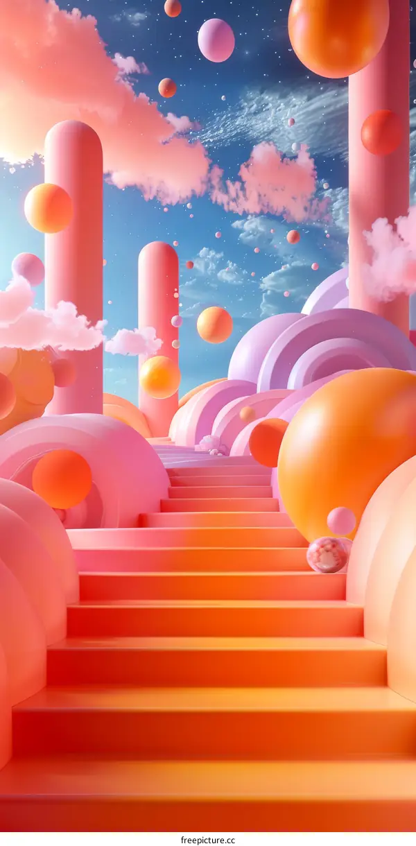Abstract Colorful Stairway to the Clouds