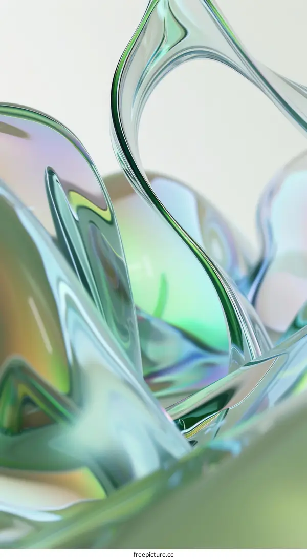 Abstract Green Glass Shapes 3D Render