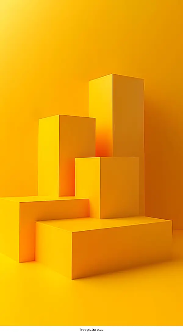 3D yellow cubes podium for product showcase