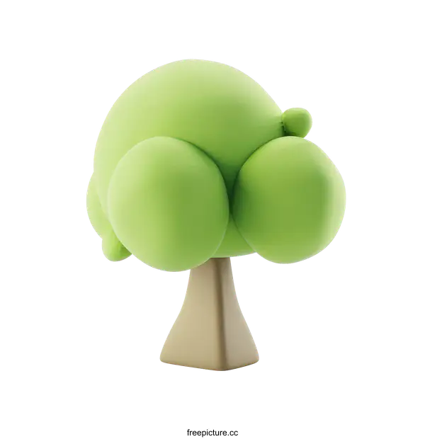 [Transparent Background PNG]Cartoon Style Tree 3D Render