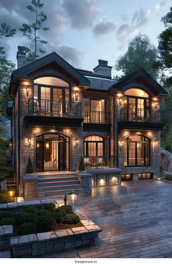 Modern residential house in soft light