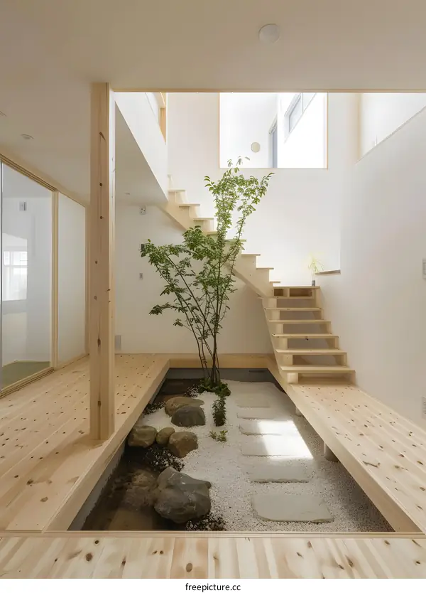 Modern Japanese Home Interior Design with a Zen Garden