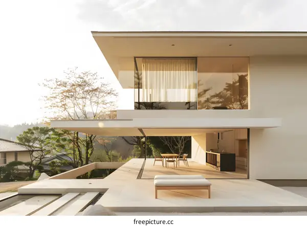 Modern Minimalist House with Patio and Terrace Design