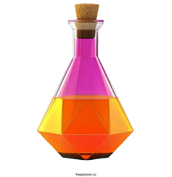 [Transparent Background PNG]Colorful Geometric Glass Bottle with Cork